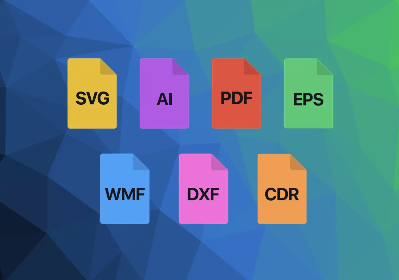 Lista de diferentes tipos de archivo de vectores.